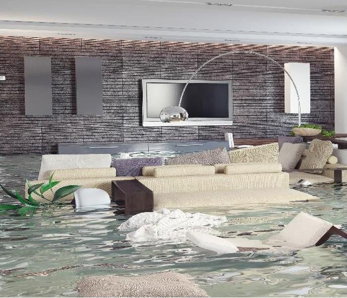 3D concept of contemporary interior flooding